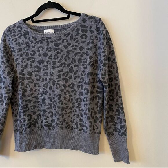 ANTHROPOLOGIE/HEARTLOOM Hera Leopard Print Charcoal Sweater (Size:Small) - Picture 4 of 10